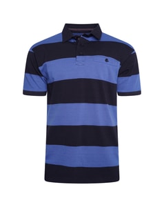 KAM Striped Rugby Polo Navy/Blue